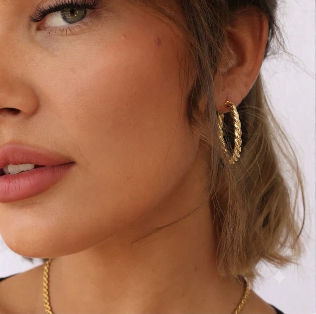 Twisted Chunky Golden Hoops