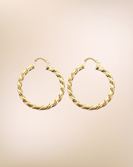 Twisted Chunky Golden Hoops