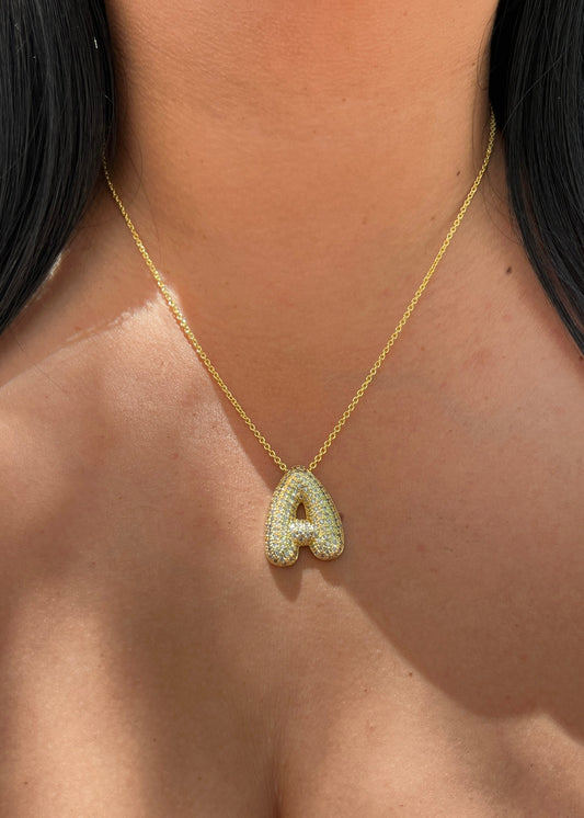 Pavé Bubble Initial Necklace