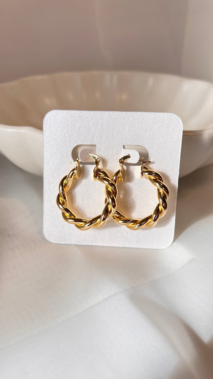 Twisted Chunky Golden Hoops